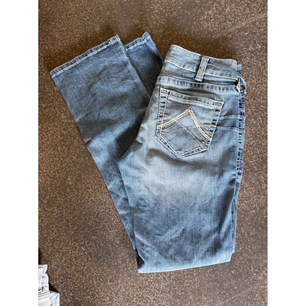 Ariat REAL Denim Jeans Women 28R Blue Good Bootcut Embroidered Mid Rise